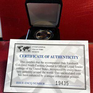 Dale Earnhardt Sr Colorized 2001 North Carolina First Flight State Quarter w Box